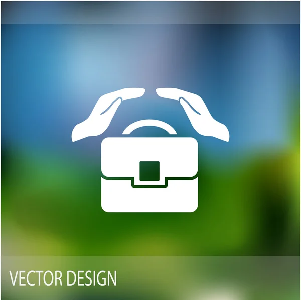 Porte-documents avec icône web mains — Image vectorielle