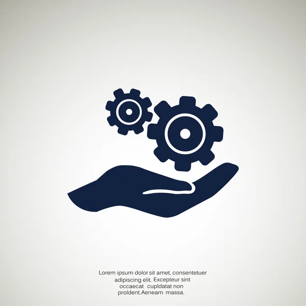 Rounded gears on hand simple icon — Stock Vector