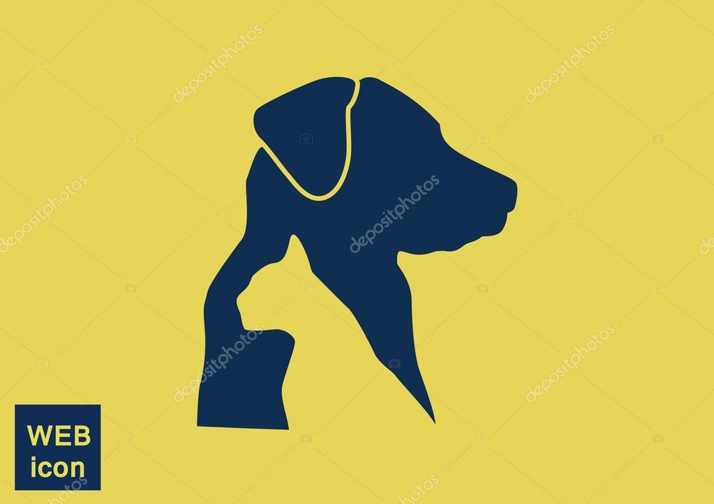 Sign with domestic pets silhouettes, veterinary logo concept