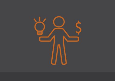 Işık ve dolar simgesi olan insan