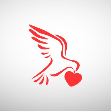 Güvercin ile kalp basit simgesi