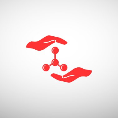 Web simgesi moleküler bileşik ve eller