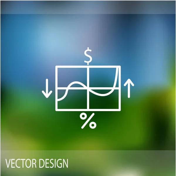 Gráfico com ícone de símbolos de negócios — Vetor de Stock