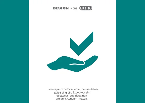 Teek symbool op web handpictogram — Stockvector