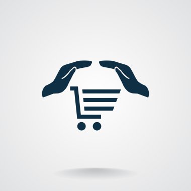 Alışveriş sepeti ile eller web simgesi