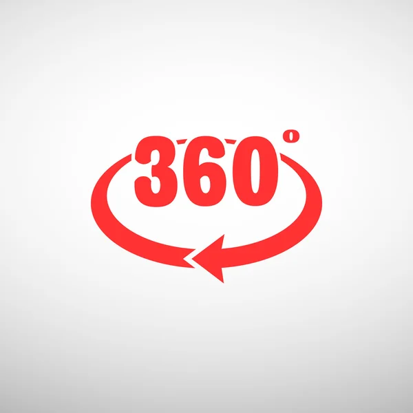 360 gradi con freccia arrotondata — Vettoriale Stock