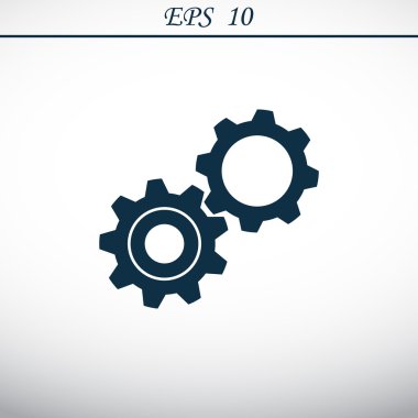 Yuvarlak vites basit simgesi, anahat vektör çizim