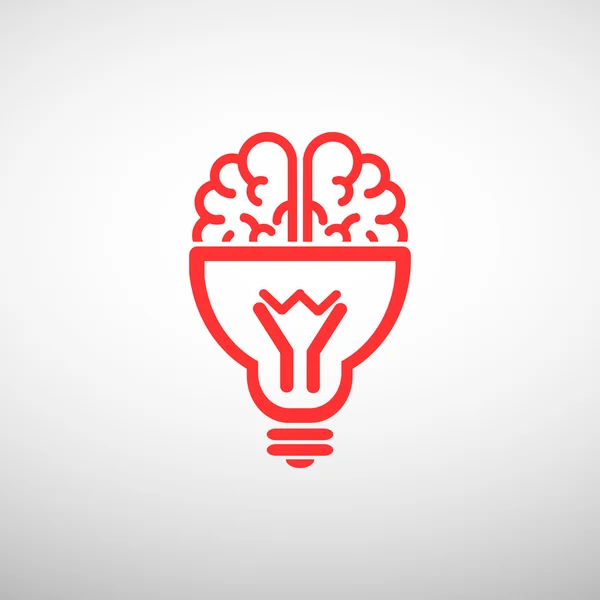 Cerebro con icono de bombilla — Vector de stock