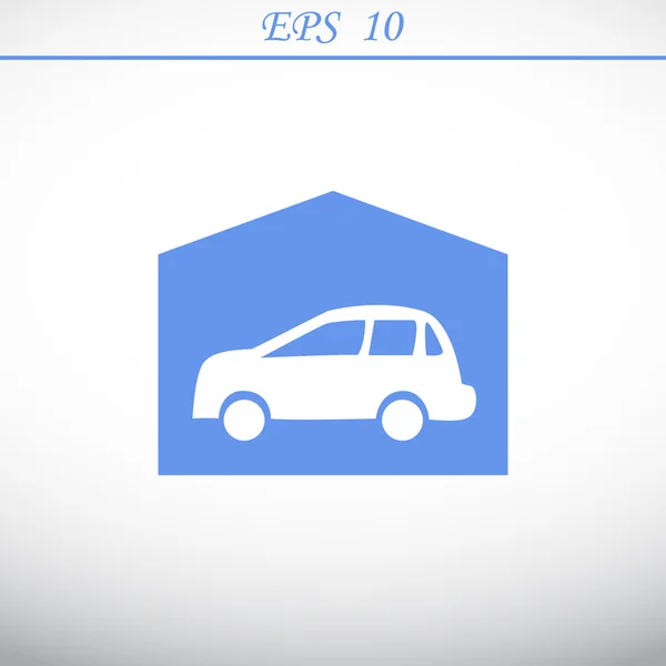 Garaje con coche icono simple — Vector de stock