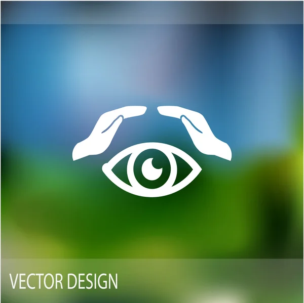 Ícone da web olho humano e mãos — Vetor de Stock