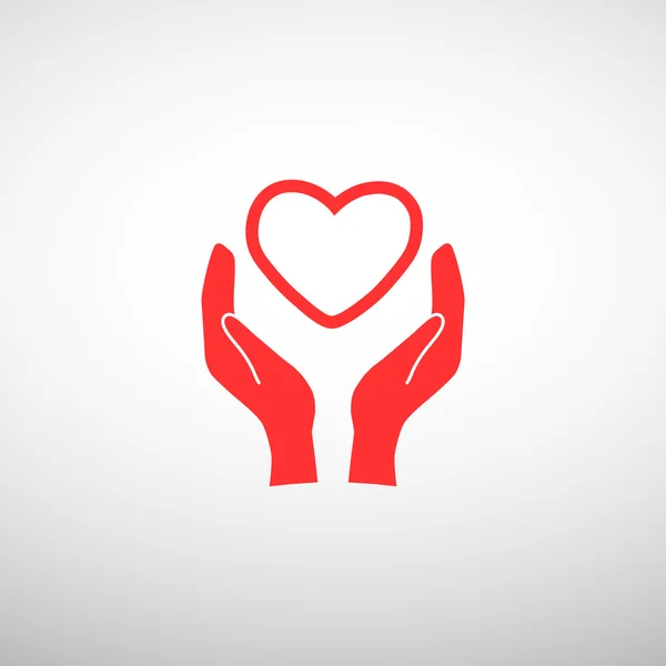 Corazón en las manos icono simple — Vector de stock