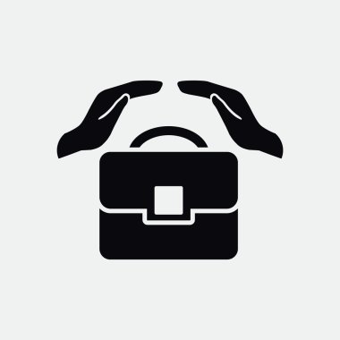 Evrak çantası ile eller web simgesi 