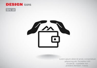 Eller web simgesi ile cüzdan 