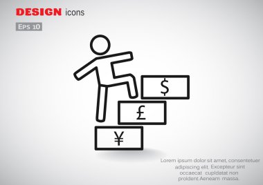 Para birimi simgeleri ile merdiven 