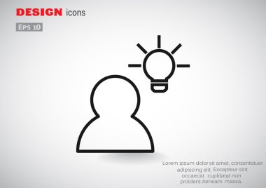 İnsan ve ampul basit simgesi 