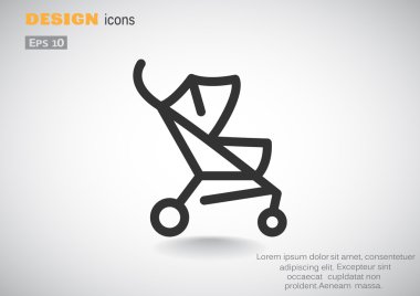 Basit bebek arabası anahat web simgesi 