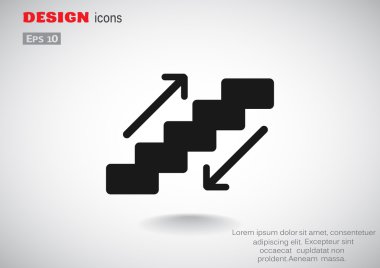 Yürüyen merdivenlerden işaretiyle merdiven ve okları 