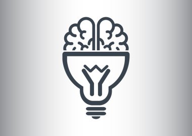 Ampul simgesi olan beyin 