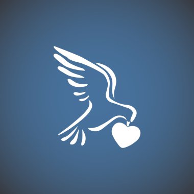 Güvercin ile kalp basit simgesi