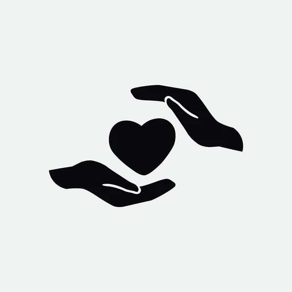 Heart in hands simple icon — Stock Vector