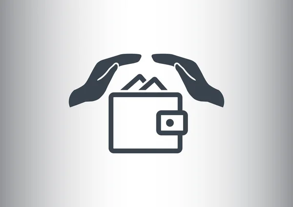 Portefeuille met handen web pictogram — Stockvector