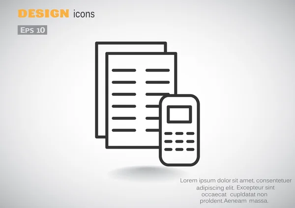 Kağıtları cep telefonu basit web simgesi ile — Stok Vektör