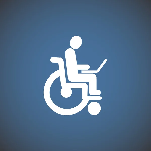 Disabled with laptop on wheelchair — Stock Vector