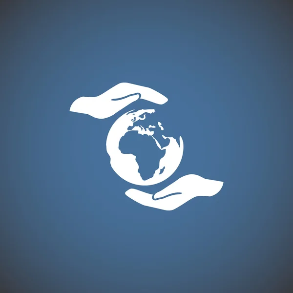 Wereld in handen web pictogram — Stockvector
