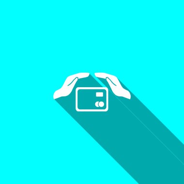 Kredi kartı ve eller web simgesi 