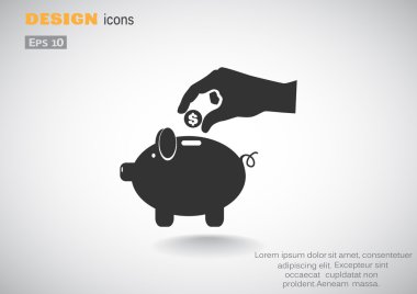 piggy banka para bırakarak el