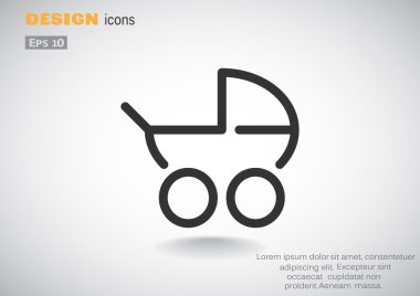 Basit bebek arabası anahat web simgesi 