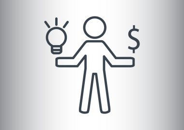 Işık ve dolar simgesi olan insan 