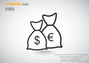 Carrency sembolleri ile para çanta 