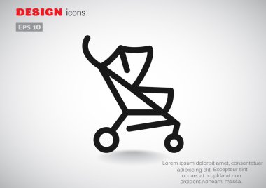 Basit bebek arabası anahat web simgesi 