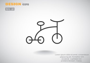 Bebek üç tekerlekli bisiklet basit simgesi 