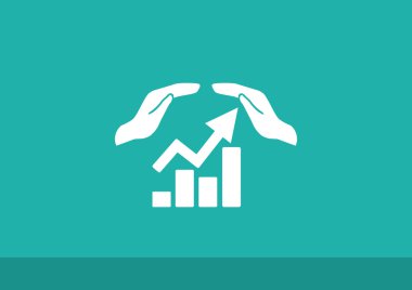 Eller simgesini içeren yükselen grafiği 