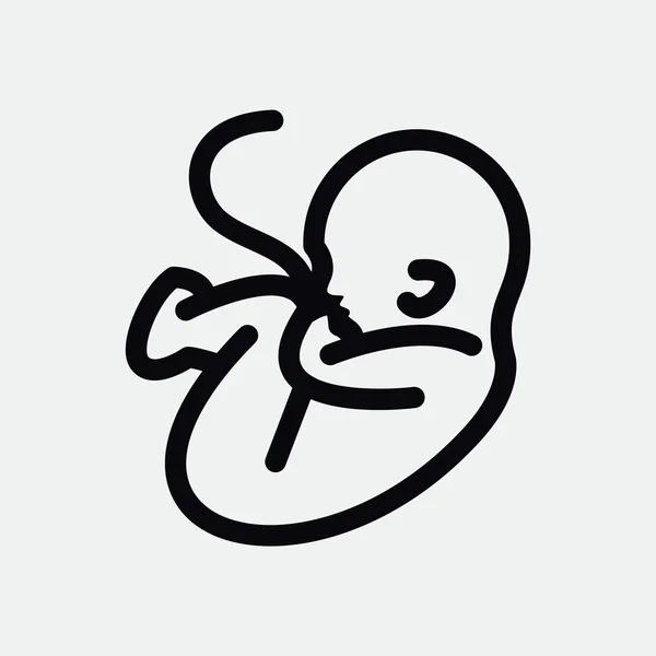 Bebê embrião com símbolo umbilical — Vetor de Stock