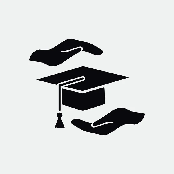 Academic hat and hands — Stock Vector