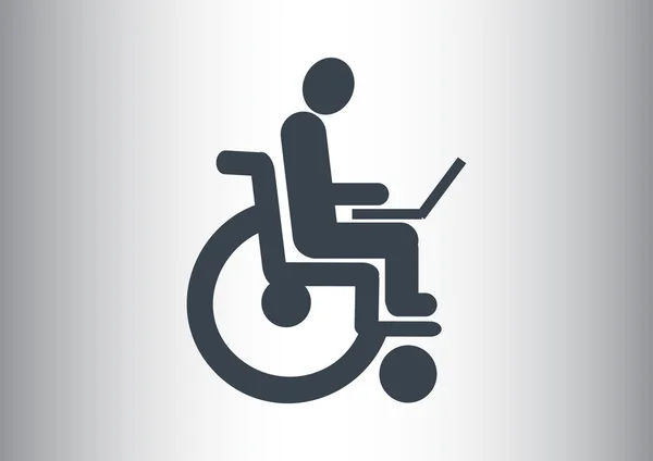 Discapacitados con portátil en silla de ruedas — Vector de stock