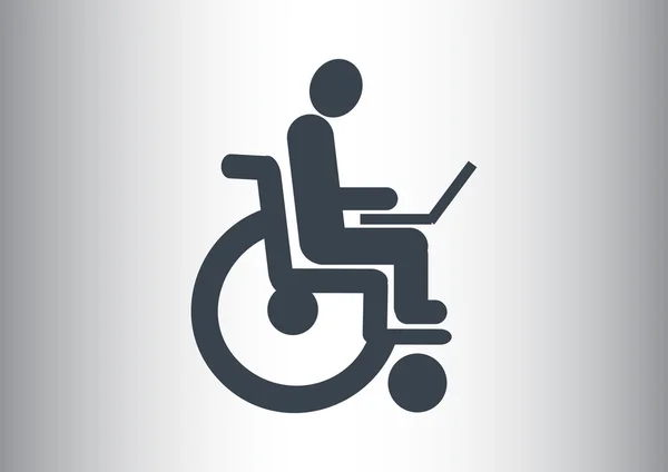 Handicapés avec ordinateur portable en fauteuil roulant — Image vectorielle