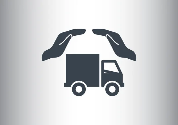 Truck with hands web icon — Stock Vector