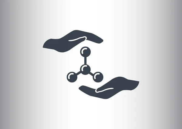 Moleculaire compound en handen — Stockvector