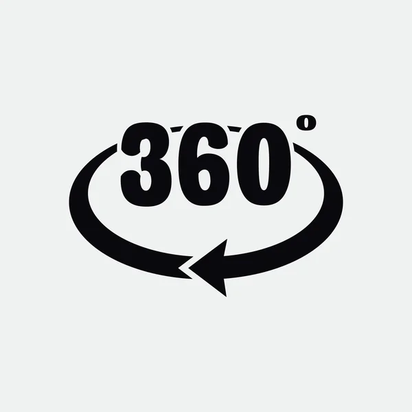 360 grados con flecha redondeada — Vector de stock