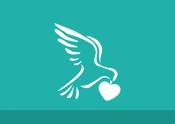 Pigeon with heart simple icon — Stock Vector