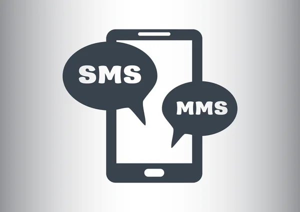 Smartphone z sms pęcherzyki ikona — Wektor stockowy