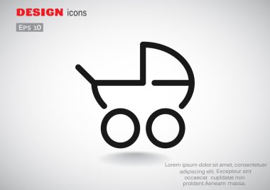 Basit bebek arabası anahat web simgesi 
