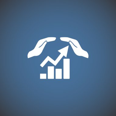 Eller simgesini içeren yükselen grafiği 