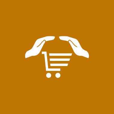 Alışveriş sepeti ile eller web simgesi 