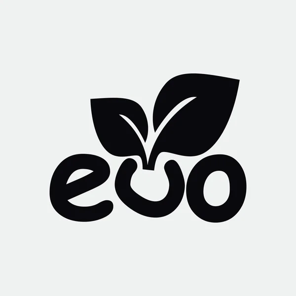 Eco inscripción con icono de hojas — Vector de stock