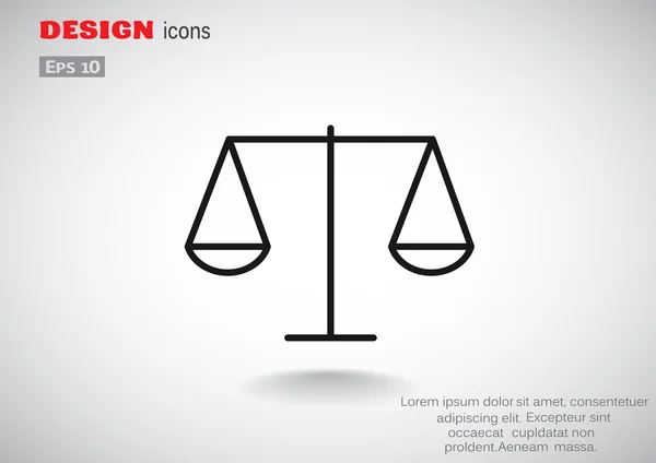 Schalen van Justitie eenvoudige web pictogram — Stockvector